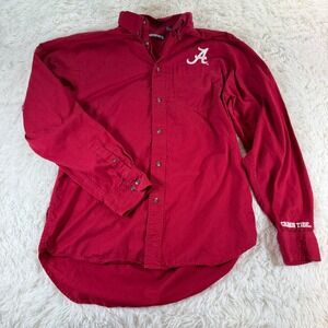 Vintage Pressbox Crimson Tide Alabama‎ Roll Tide Button Up Shirt Men's Large Red